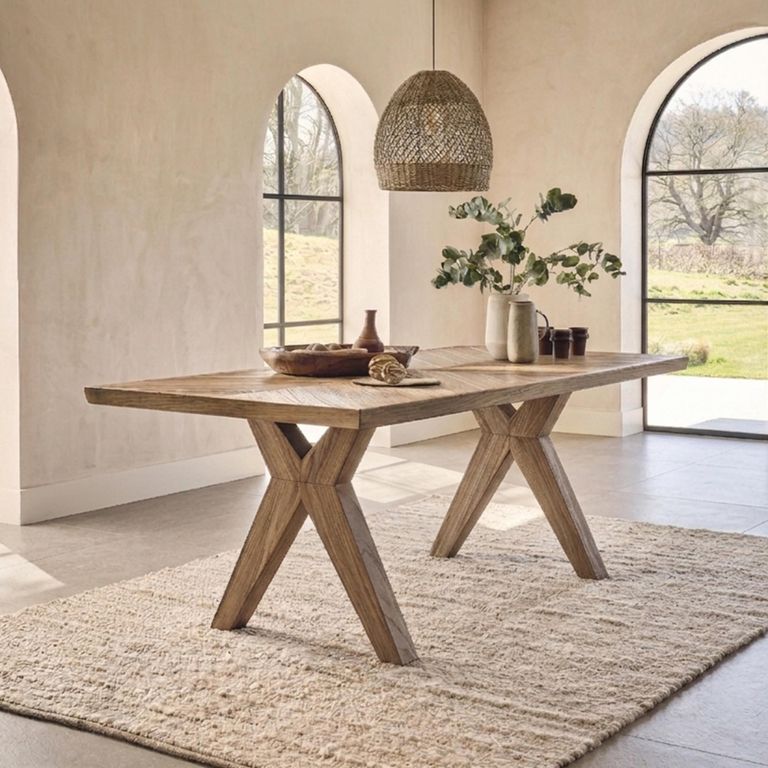 Sorrento Dining Set - 8 Seater - 205cm - Chevron - 5 Chairs and 1 Bench - Elm Wood