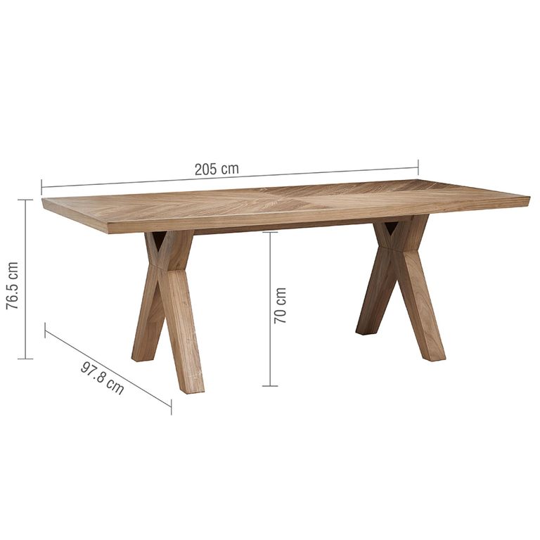 Sorrento Dining Set - 8 Seater - 205cm - Chevron - 5 Chairs and 1 Bench - Elm Wood
