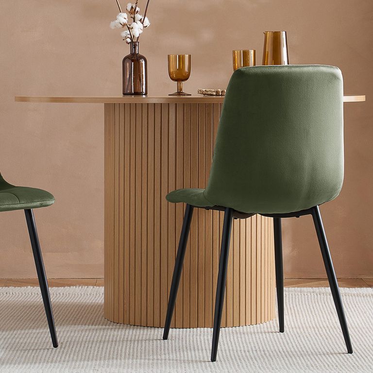 Axel Dining Set - 120cm - 4 Seater - Round - Fluted - Oak - 4 Chair
