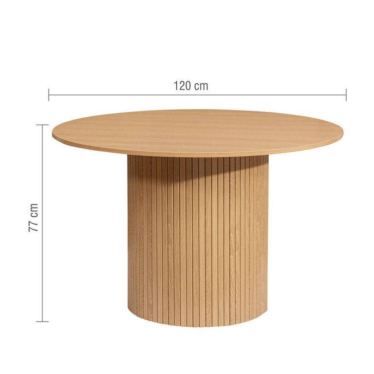 Axel Dining Set - 120cm - 4 Seater - Round - Fluted - Oak - 4 Chair