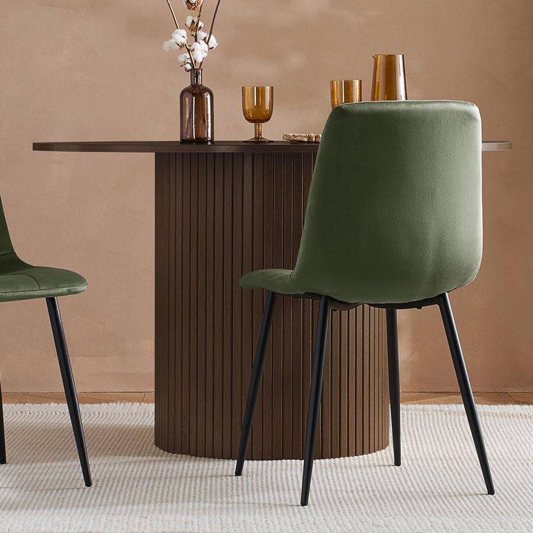 Axel Dining Set - 120cm - 4 Seater - Round - Fluted - Walnut - 4 Chair