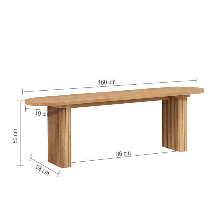 Axel Dining Set - 160cm - 6 Seater - Oval - Fluted - Oak - 2 Chair and 1 Bench