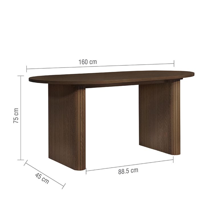 Axel Dining Set - 160cm - 6 Seater - Oval - Fluted - Walnut - 4 Chair