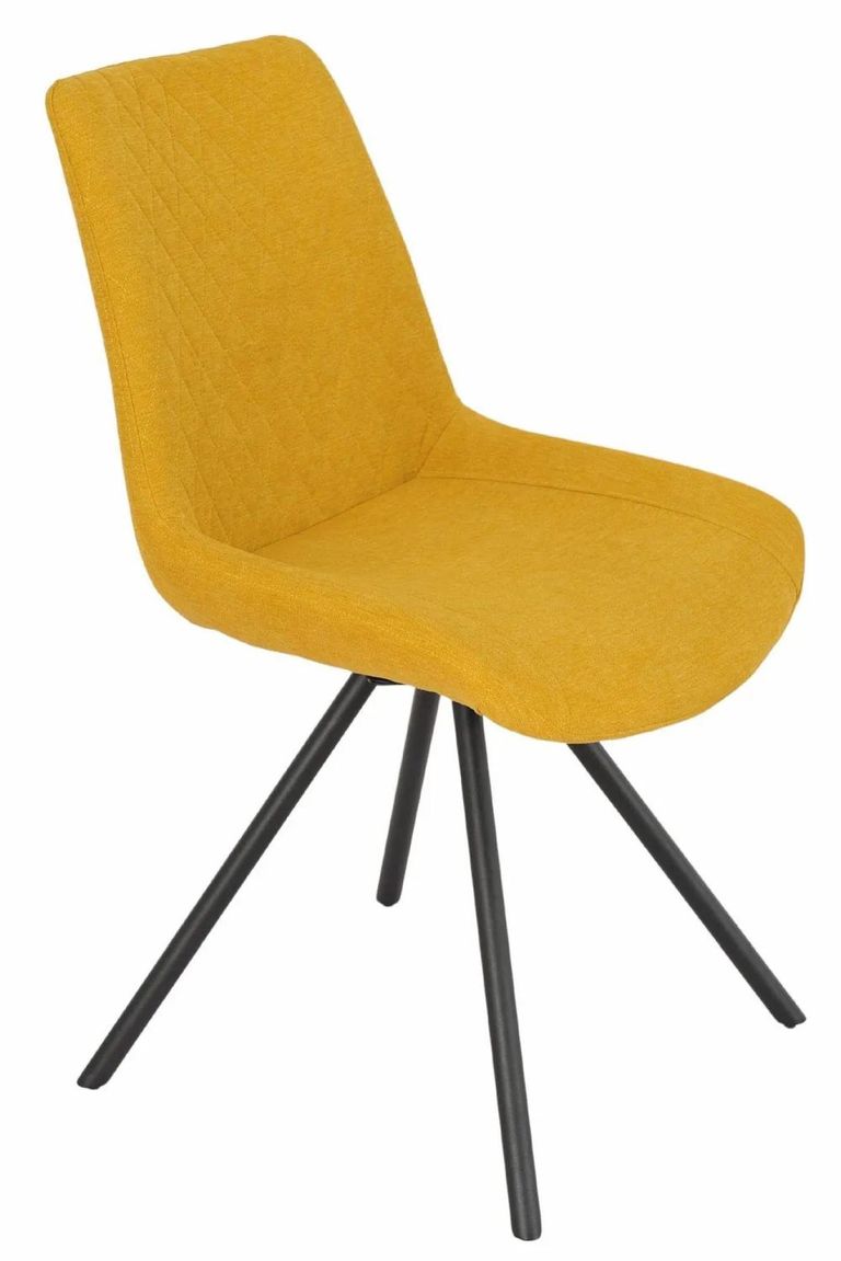 Apollo White Ceramic Extending Dining Set - Boden Yellow Fabric Swivel Dining Chair