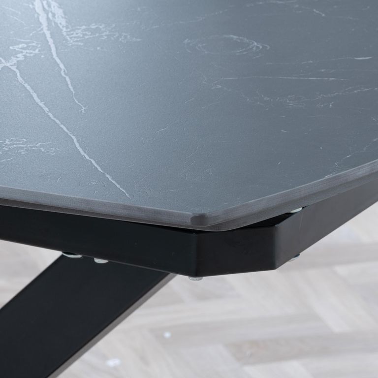 Arctic Black Ceramic Swivel Top Extending Dining Set - Arctic Cream Velvet Fabric Swivel Dining Chair