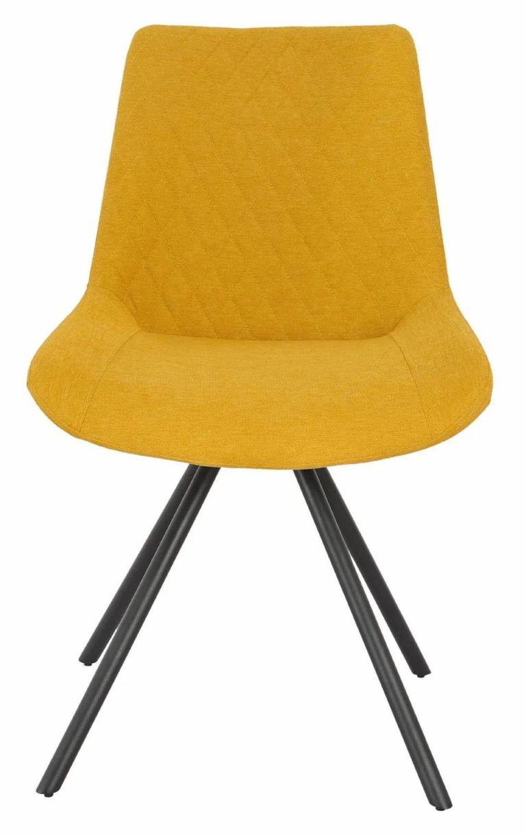 Arctic Black Ceramic Swivel Top Extending Dining Set - Boden Yellow Fabric Swivel Dining Chair