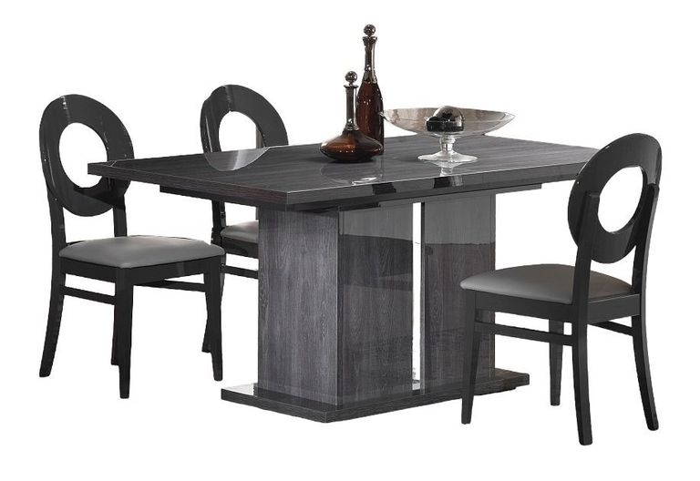 Augusta Grey Oak Effect Extending Dining Set with 4 Oval Back Chair
