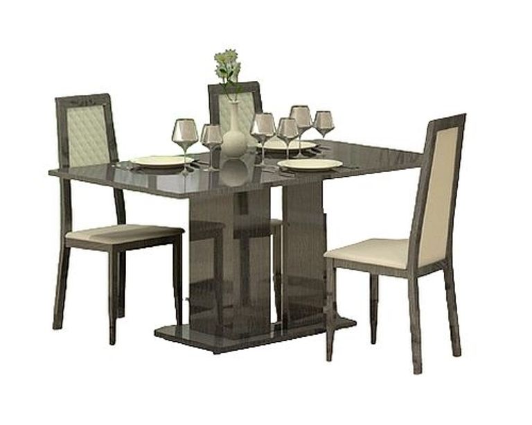 Augusta Grey Oak Effect Extending Dining Set with 4 Wooden Chair