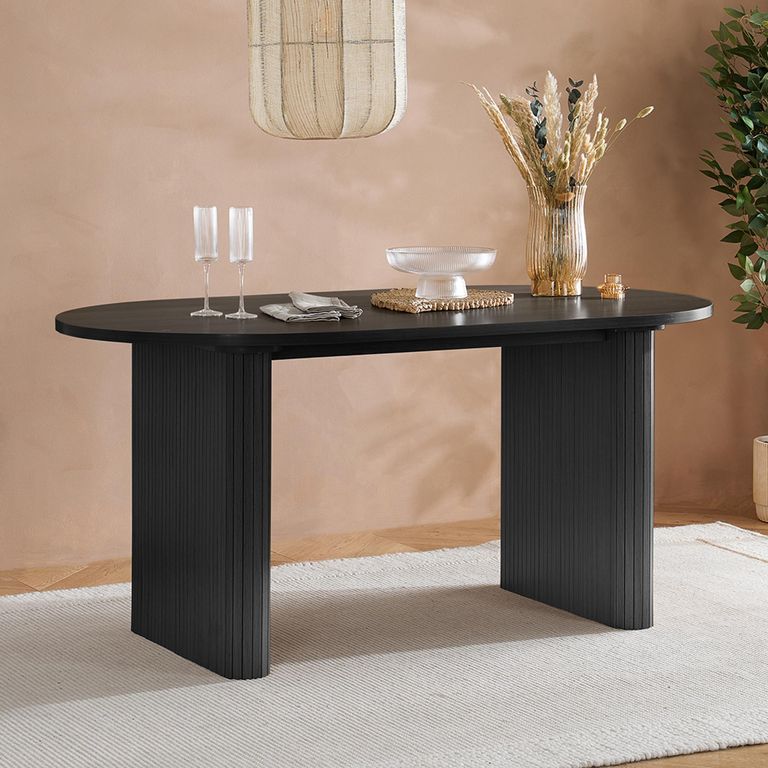 Axel Oval Dining Set - 6 Seater - 160cm - Black Fluted - with 4 Chairs