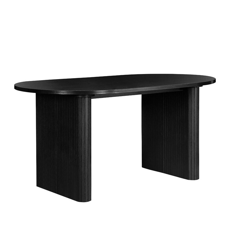 Axel Oval Dining Set - 6 Seater - 160cm - Black Fluted - with 4 Chairs