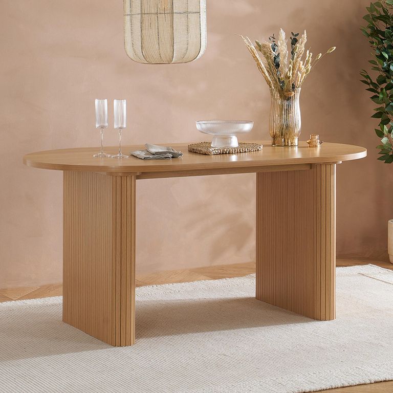 Axel Oval Dining Set - 6 Seater - 160cm - Oak Fluted - with 4 Chairs