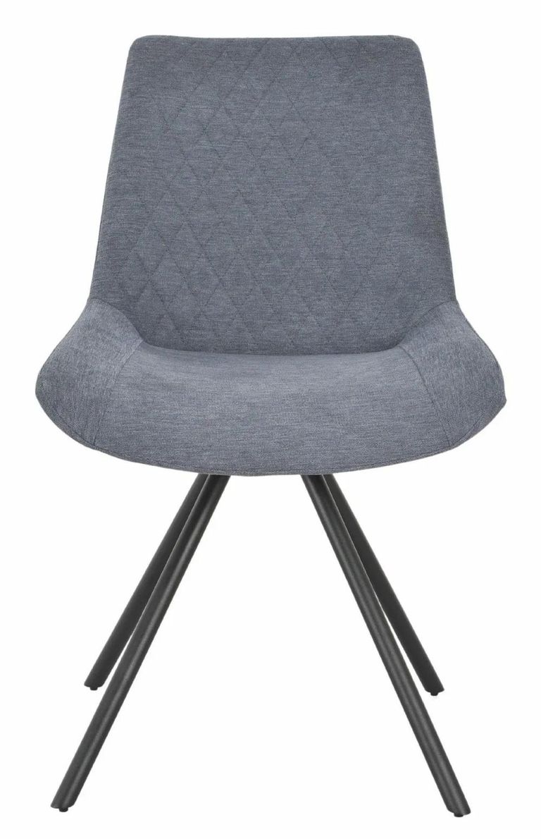 Bari Grey Ceramic Extending Dining Set - Boden Dark Grey Fabric Swivel Dining Chair