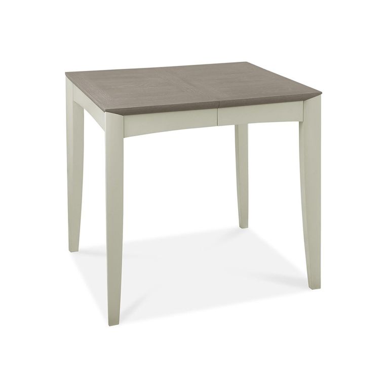 Bergen Grey Washed Oak Extending Dining Table Set - 2-4 Seater - 80cm-115cm - 2 Slatted Back Grey Bonded Leather Chairs