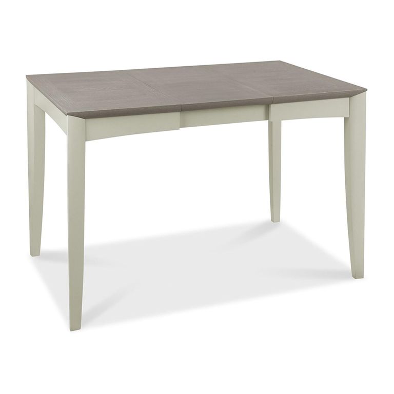 Bergen Grey Washed Oak Extending Dining Table Set - 2-4 Seater - 80cm-115cm - 2 Slatted Back Grey Bonded Leather Chairs