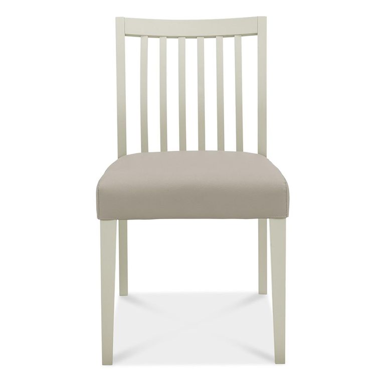 Bergen Grey Washed Oak Extending Dining Table Set - 4-6 Seater - 80cm-115cm - 4 Slatted Back Grey Bonded Leather Chairs