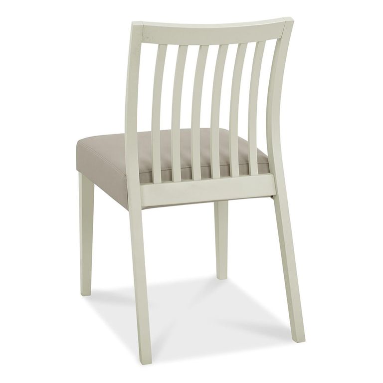 Bergen Grey Washed Oak Extending Dining Table Set - 4-6 Seater - 80cm-115cm - 4 Slatted Back Grey Bonded Leather Chairs