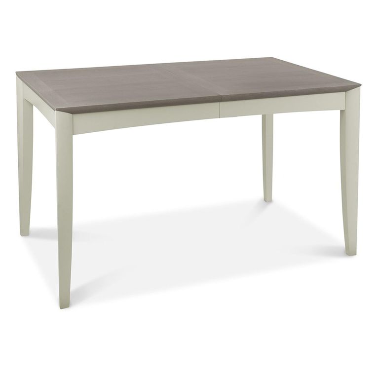 Bergen Grey Washed Oak Extending Dining Table Set - 4-6 Seater - 80cm-115cm - 4 Slatted Back Titanium Fabric Chairs