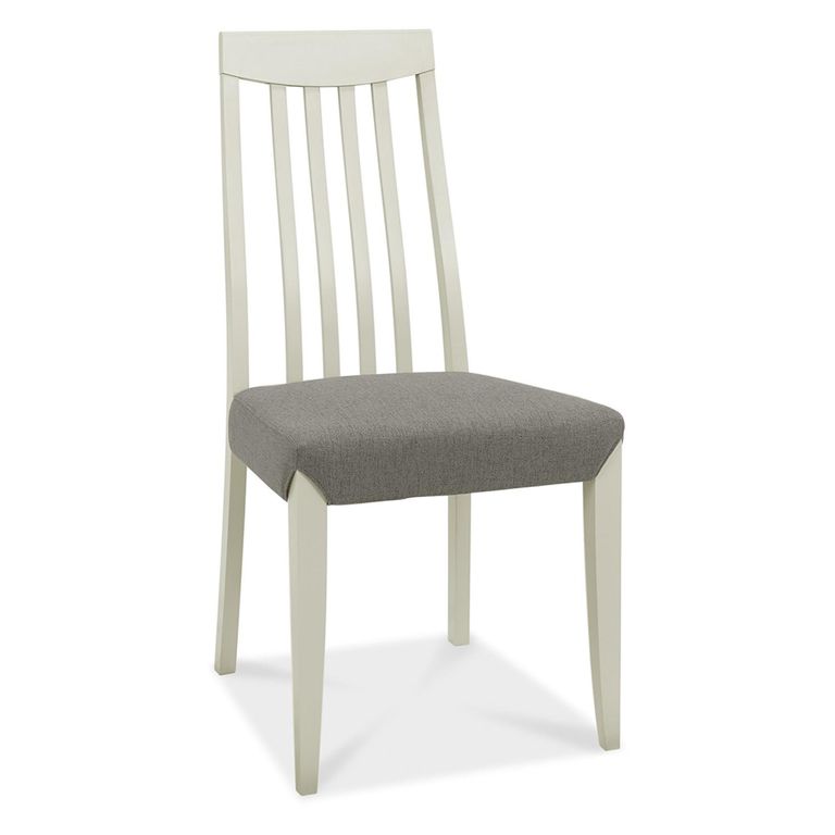 Bergen Grey Washed Oak Extending Dining Table Set - 4-6 Seater - 80cm-115cm - 4 Slatted Back Titanium Fabric Chairs