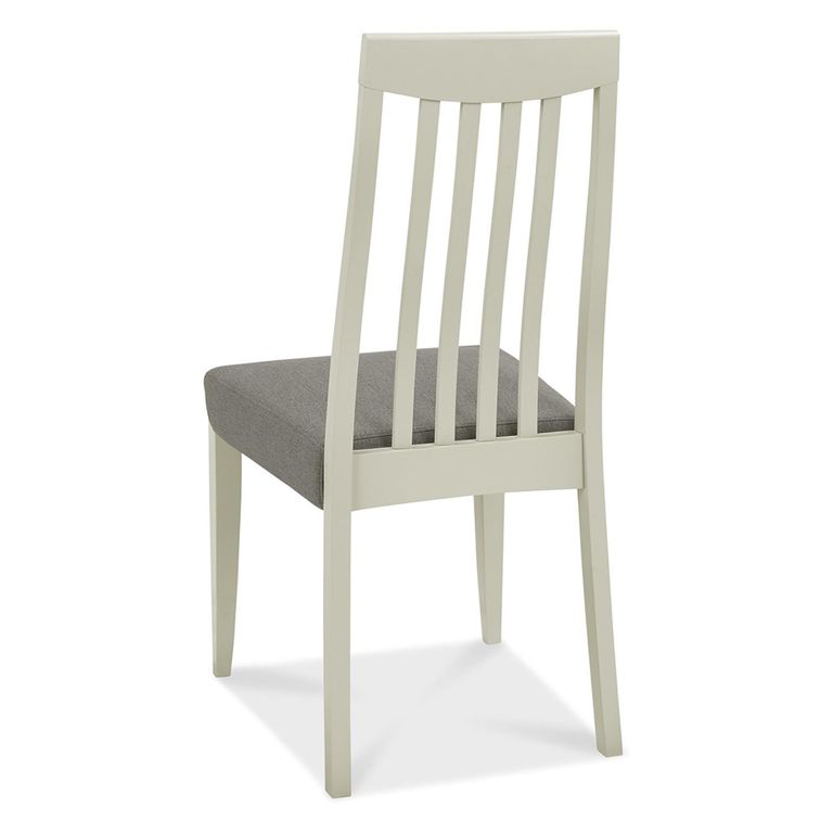 Bergen Grey Washed Oak Extending Dining Table Set - 4-6 Seater - 80cm-115cm - 4 Slatted Back Titanium Fabric Chairs