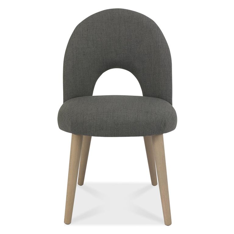 Dansk Scandi Oak Dining Table Set - 4 Seater - 4 Cold Steel Fabric Upholstered Chairs