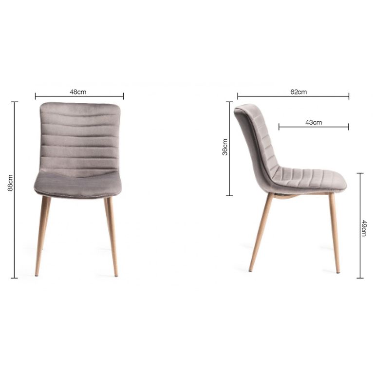 Dansk Scandi Oak Dining Table Set - Eriksen Dark Grey Velvet Chairs