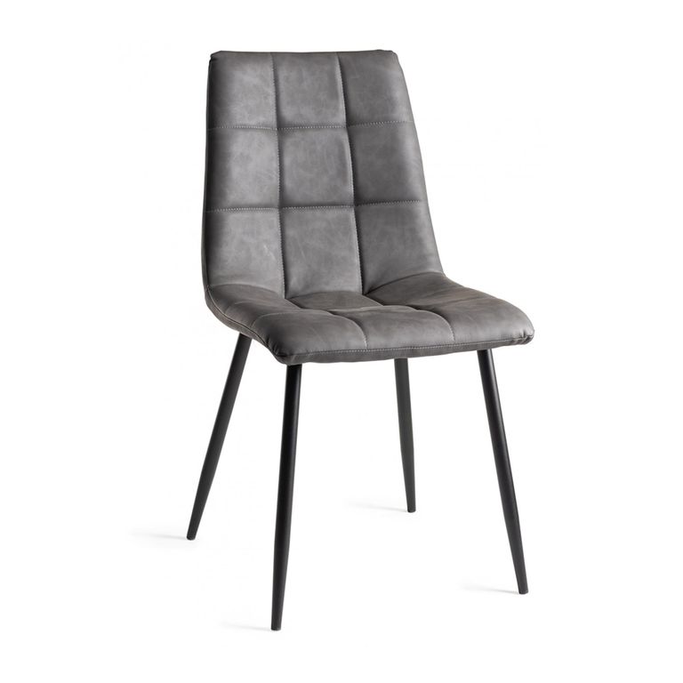 Dansk Scandi Oak Dining Table Set - Mondrian Dark Grey Faux Leather Chairs