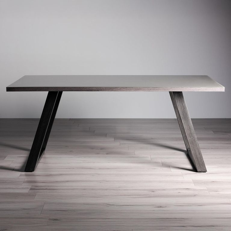 Hirst Grey Painted Glass Dining Table Set - 6 Seater - 90cm - 6 Fontana Blue Velvet Chairs