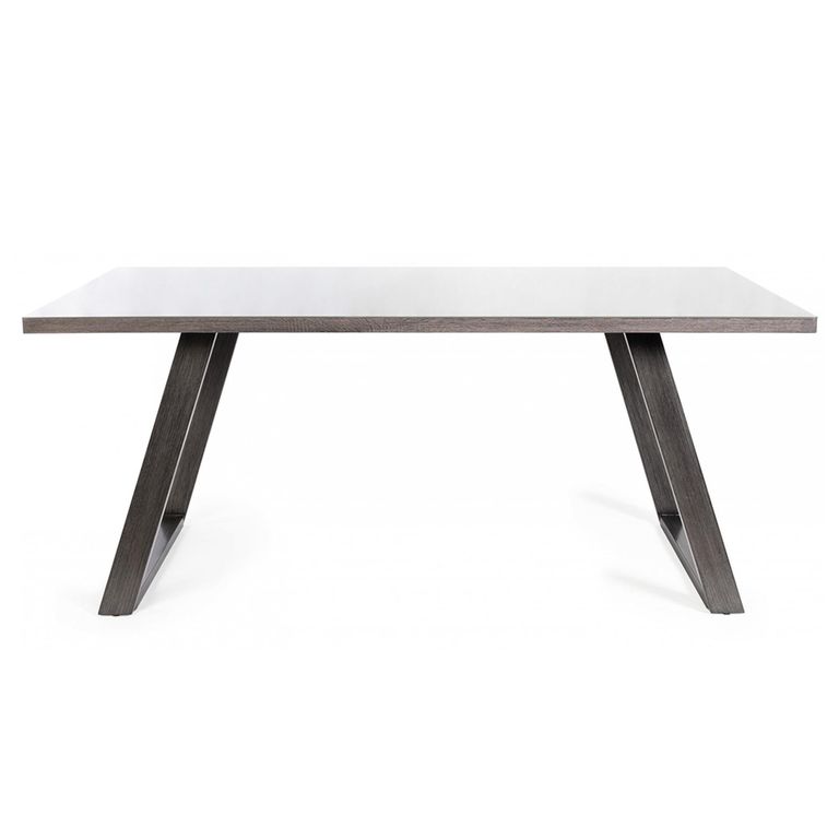 Hirst Grey Painted Glass Dining Table Set - 6 Seater - 90cm - 6 Fontana Blue Velvet Chairs