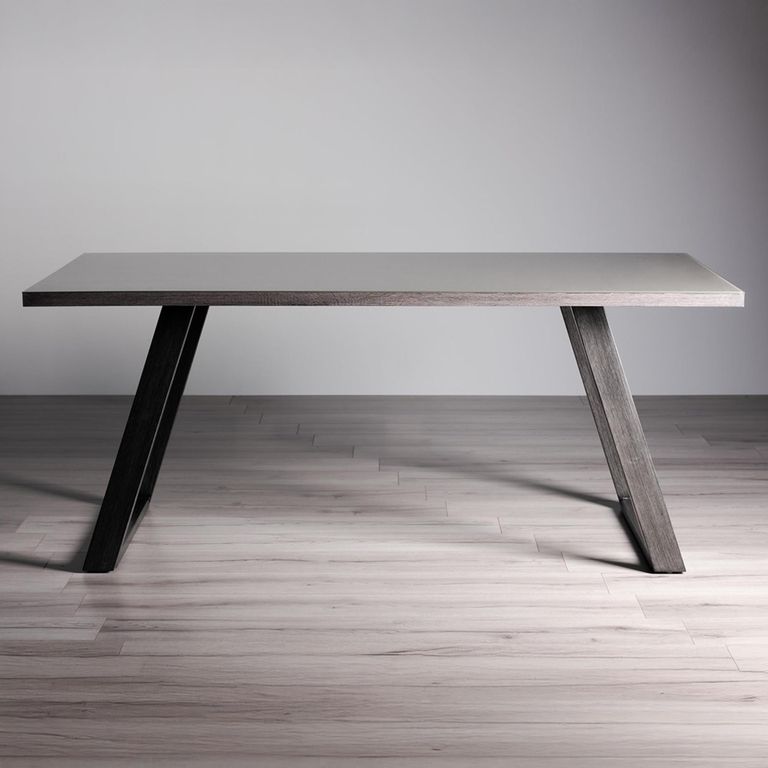 Hirst Grey Painted Glass Dining Table Set - 6 Seater - 90cm - 6 Fontana Grey Velvet Chairs