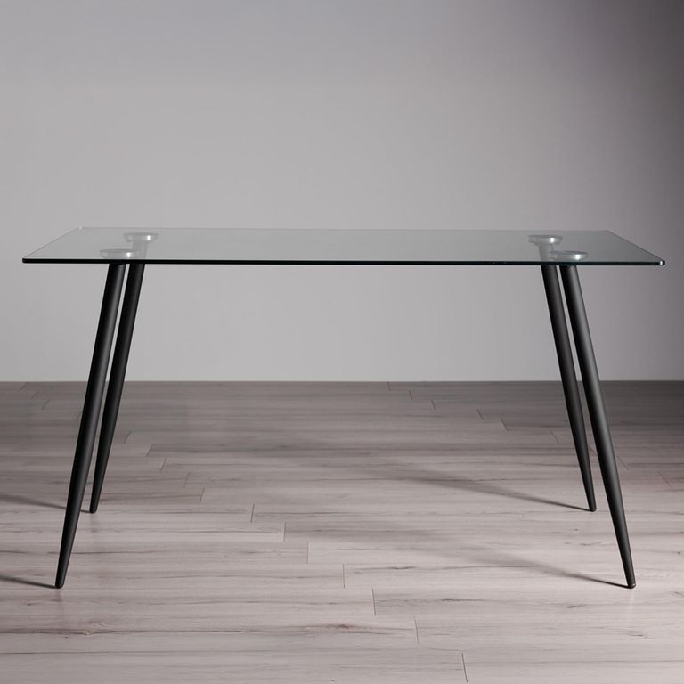 Martini Glass Dining Table Set - 6 Seater - 140cm - 4 Mondrian Grey Velvet Chairs