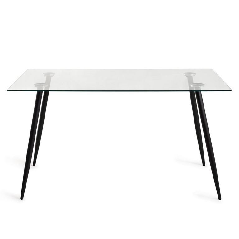 Martini Glass Dining Table Set - 6 Seater - 140cm - 4 Mondrian Grey Velvet Chairs