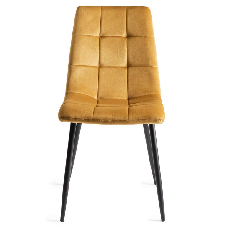 Martini Glass Dining Table Set - 6 Seater - 140cm - 6 Mondrian Mustard Velvet Chairs