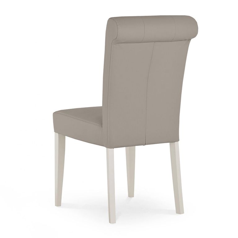 Montreux Extending Dining Table Set - 6-8 Seater - 180cm-225cm - 6 Upholstered Grey Bonded Leather Chairs - Grey Washed Oak & Soft Grey