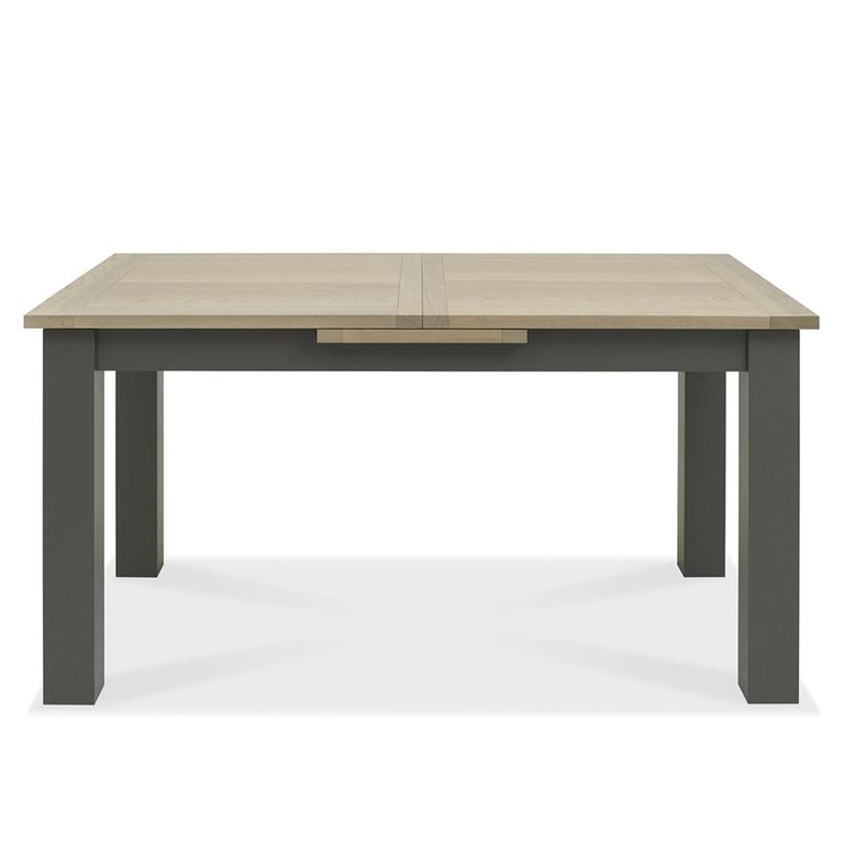 Oakham Dark Grey & Scandi Oak Extending Dining Table Set - 4-6 Seater - 152cm-192cm - 4 Dark Grey Bonded Leather Chairs