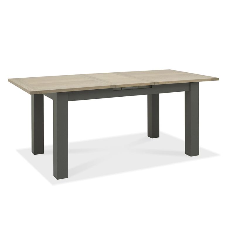 Oakham Dark Grey & Scandi Oak Extending Dining Table Set - 4-6 Seater - 152cm-192cm - 4 Dark Grey Bonded Leather Chairs