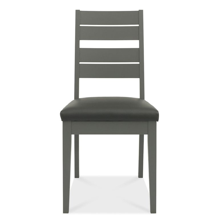 Oakham Dark Grey & Scandi Oak Extending Dining Table Set - 4-6 Seater - 152cm-192cm - 4 Dark Grey Bonded Leather Chairs