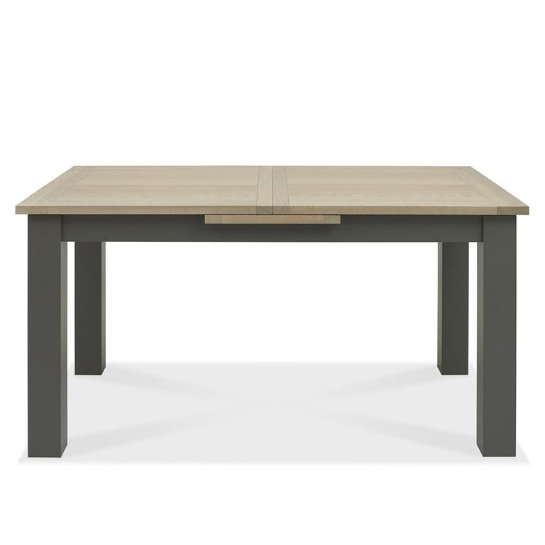 Oakham Dark Grey & Scandi Oak Extending Dining Table Set - 4-6 Seater - 152cm-192cm - 4 Ilva Spindle Chairs - Scandi Oak