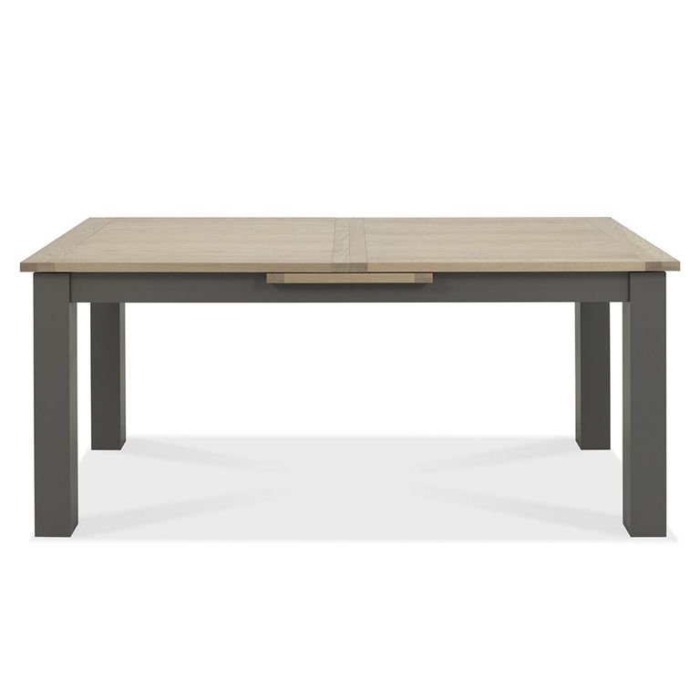 Oakham Dark Grey & Scandi Oak Extending Dining Table Set - 6-8 Seater - 180cm-225cm - 6 Dark Grey Bonded Leather Chairs