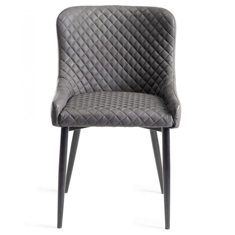 Ramsay Oak Dining Table Set - 6 Seater - 160cm - X Leg - 6 Cezanne Dark Grey Faux Leather Chairs - Black Legs