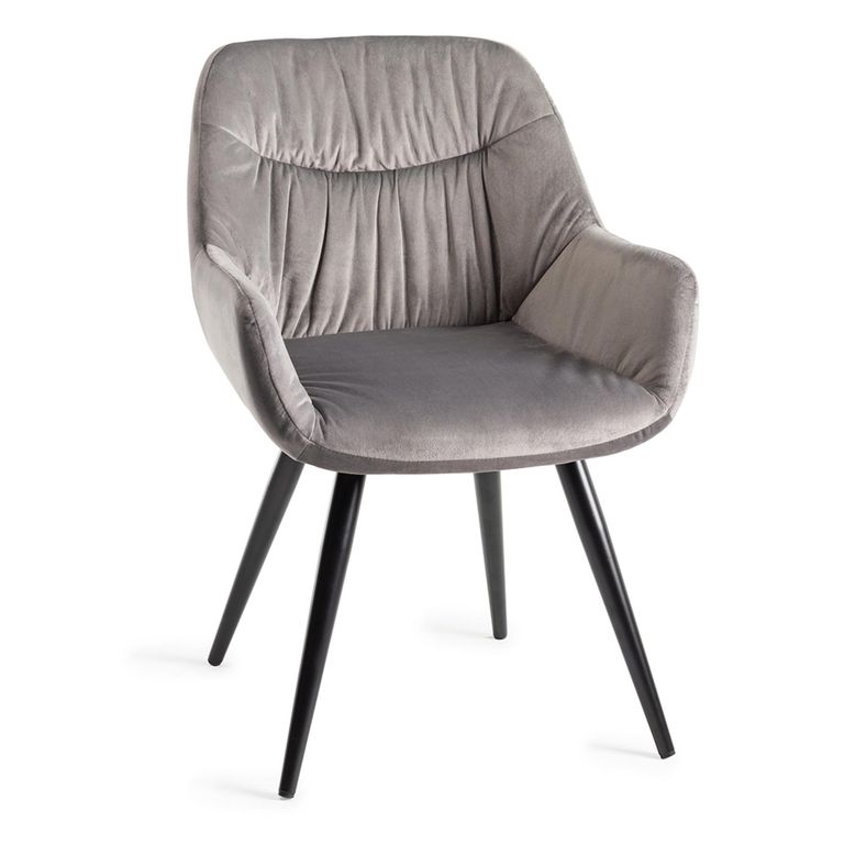 Ramsay Oak Dining Table Set - 6 Seater - 160cm - X Leg - 6 Dali Grey Velvet Chairs