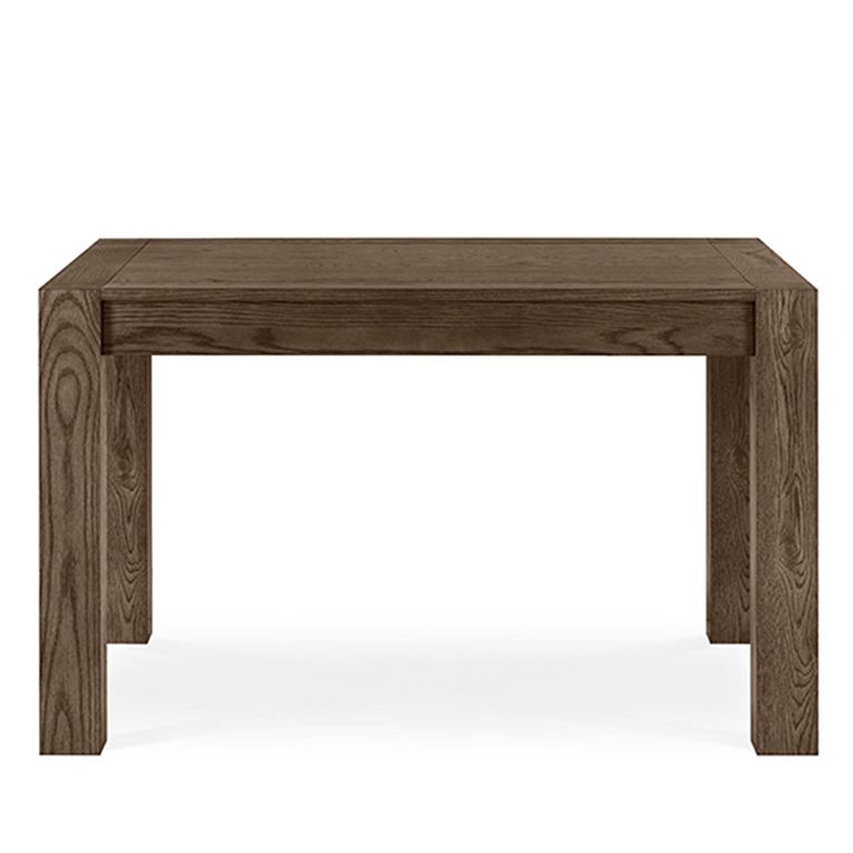 Turin Dark Oak Extending Dining Table Set - 4-6 Seater - 4 Cezanne Dark Grey Faux Leather Chairs - Sand Black Legs