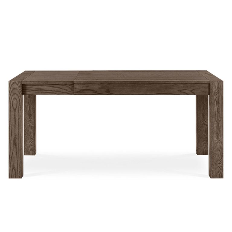 Turin Dark Oak Extending Dining Table Set - 4-6 Seater - 4 Cezanne Dark Grey Faux Leather Chairs - Sand Black Legs