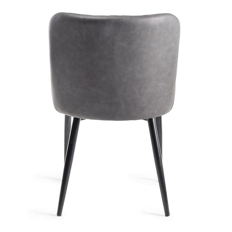 Turin Dark Oak Extending Dining Table Set - 4-6 Seater - 4 Cezanne Dark Grey Faux Leather Chairs - Sand Black Legs