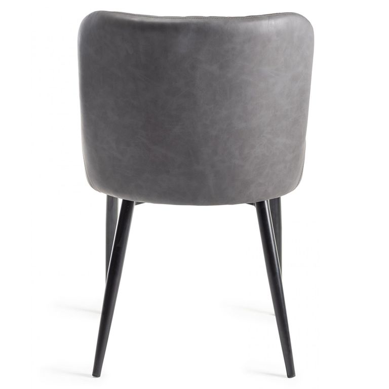 Turin Glass Dining Table Set - 4 Seater - 120cm - Round - Light Oak Legs - 4 Cezanne Dark Grey Faux Leather Chairs - Black Legs