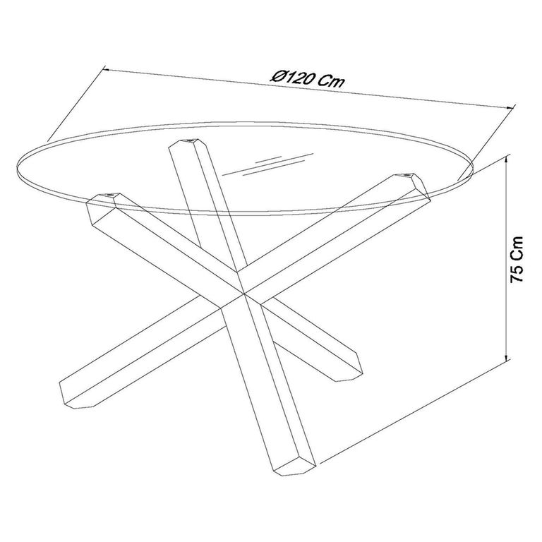 Turin Glass Dining Table Set - 4 Seater - 120cm - Round - Light Oak Legs - 4 Cezanne Dark Grey Faux Leather Chairs - Black Legs