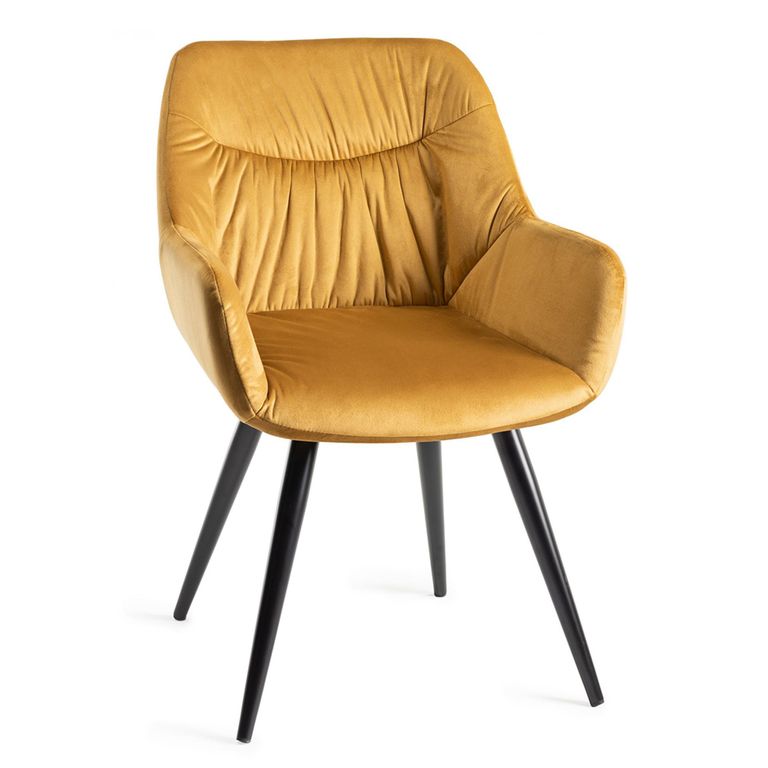 Turin Glass Dining Table Set - 4 Seater - 120cm - Round - Light Oak Legs - 4 Dali Mustard Velvet Chairs