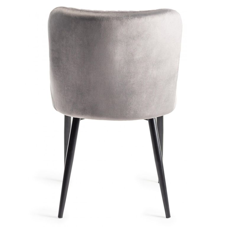 Turin Glass Round Dining Table - 4 Seater - 120cm - Dark Oak Legs - 4 Cezanne Grey Velvet Chairs - Black Legs