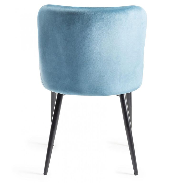 Turin Glass Round Dining Table - 4 Seater - 120cm - Dark Oak Legs - 4 Cezanne Petrol Blue Velvet Chairs - Black Legs