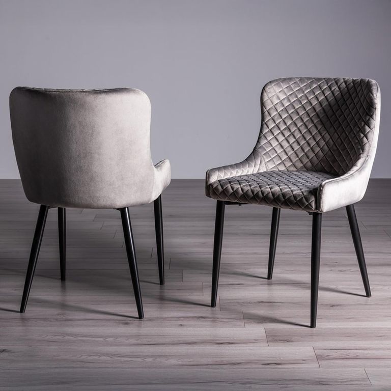 Turin Light Oak Extending Dining Table Set - 6-10 Seater - 165cm-225cm - 8 Cezanne Grey Velvet Chairs - Black Legs