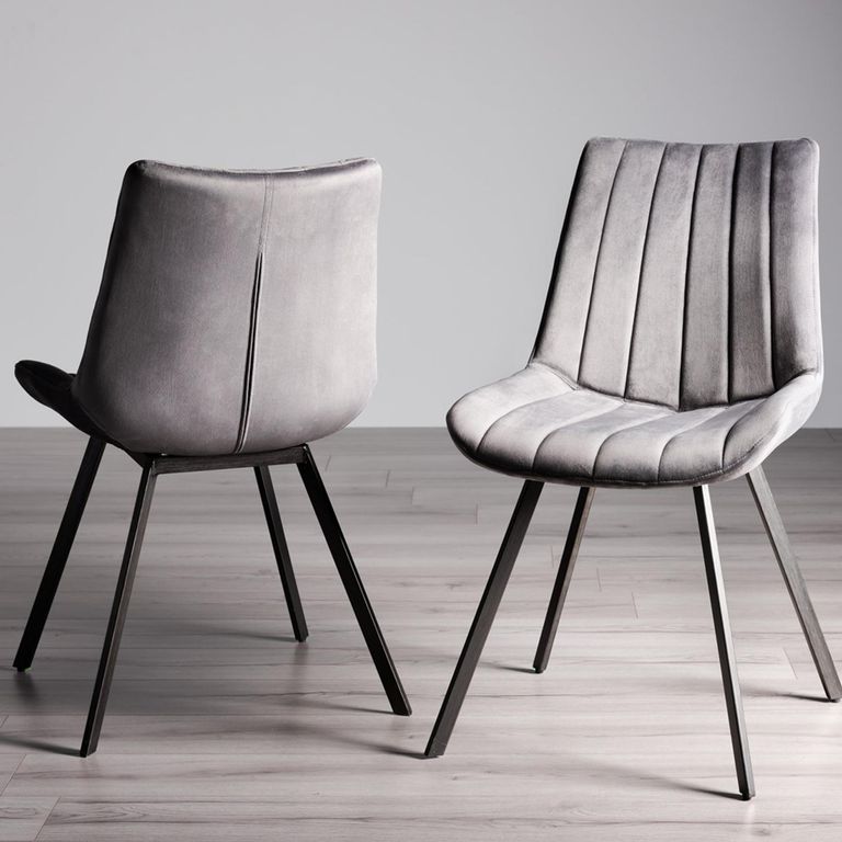 Turin Light Oak Extending Dining Table Set - 6-8 Seater - 165cm-225cm - 6 Fontana Grey Velvet Chairs